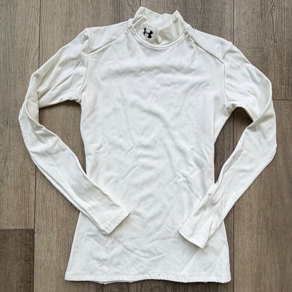 Under Armour Womens Mock Turtle Neck Cold Gear Performance Shirt White